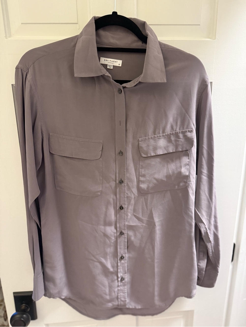 Equipment Grey Button-Down Shirt with Chest Pockets